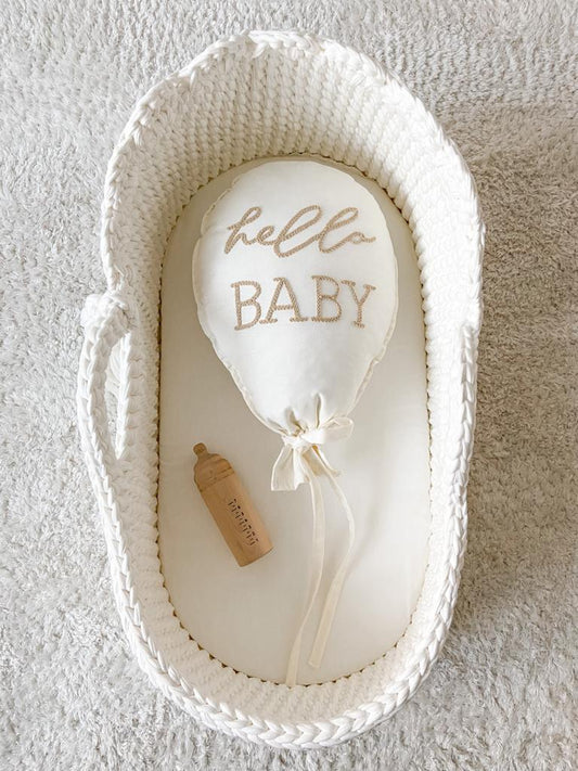 Decorative fabric balloon "Hello Baby" off-white